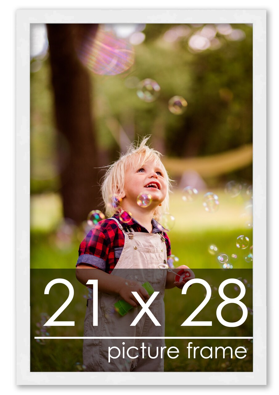 Classic Modern White Picture Frame - UV Acrylic, Foam Board Backing, Hanging Hardware